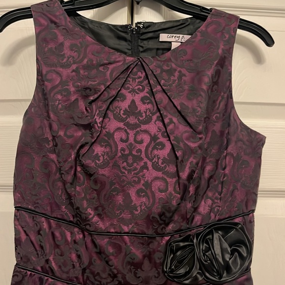 Ladies Deep Purple and black damask dress - Picture 3 of 5
